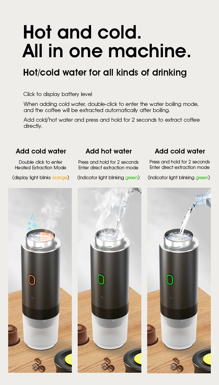 Xiaomi 3-in-1 Portable Espresso Machine: Wireless Car, Home & Travel Coffee Maker with Capsule & Ground Coffee Compatibility