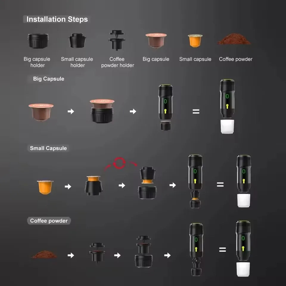 Xiaomi 3-in-1 Portable Espresso Machine: Wireless Car, Home & Travel Coffee Maker with Capsule & Ground Coffee Compatibility