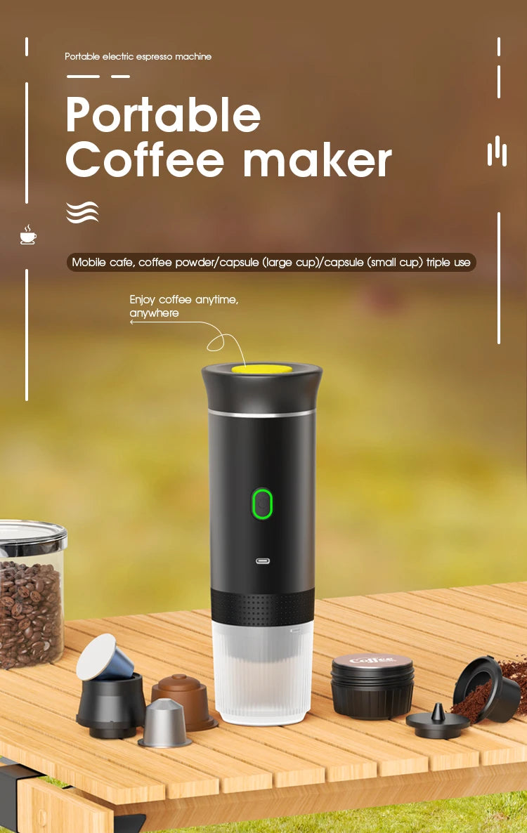 Xiaomi 3-in-1 Portable Espresso Machine: Wireless Car, Home & Travel Coffee Maker with Capsule & Ground Coffee Compatibility