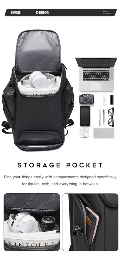 BANGE Pro Smart Travel Backpack with USB Charging Port – Fits 15.6” Laptop, Waterproof & Ergonomic for Daily Commute