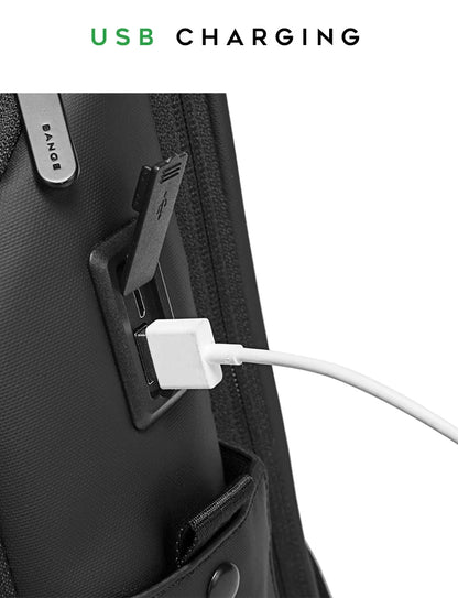 BANGE Pro Smart Travel Backpack with USB Charging Port – Fits 15.6” Laptop, Waterproof & Ergonomic for Daily Commute