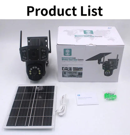 Solar Camera 4G SIM Card WiFi Wireless Network 360 IP 8MP 4K HD CCTV Battery Dual Lens Outdoor Smart Home Security Surveillance